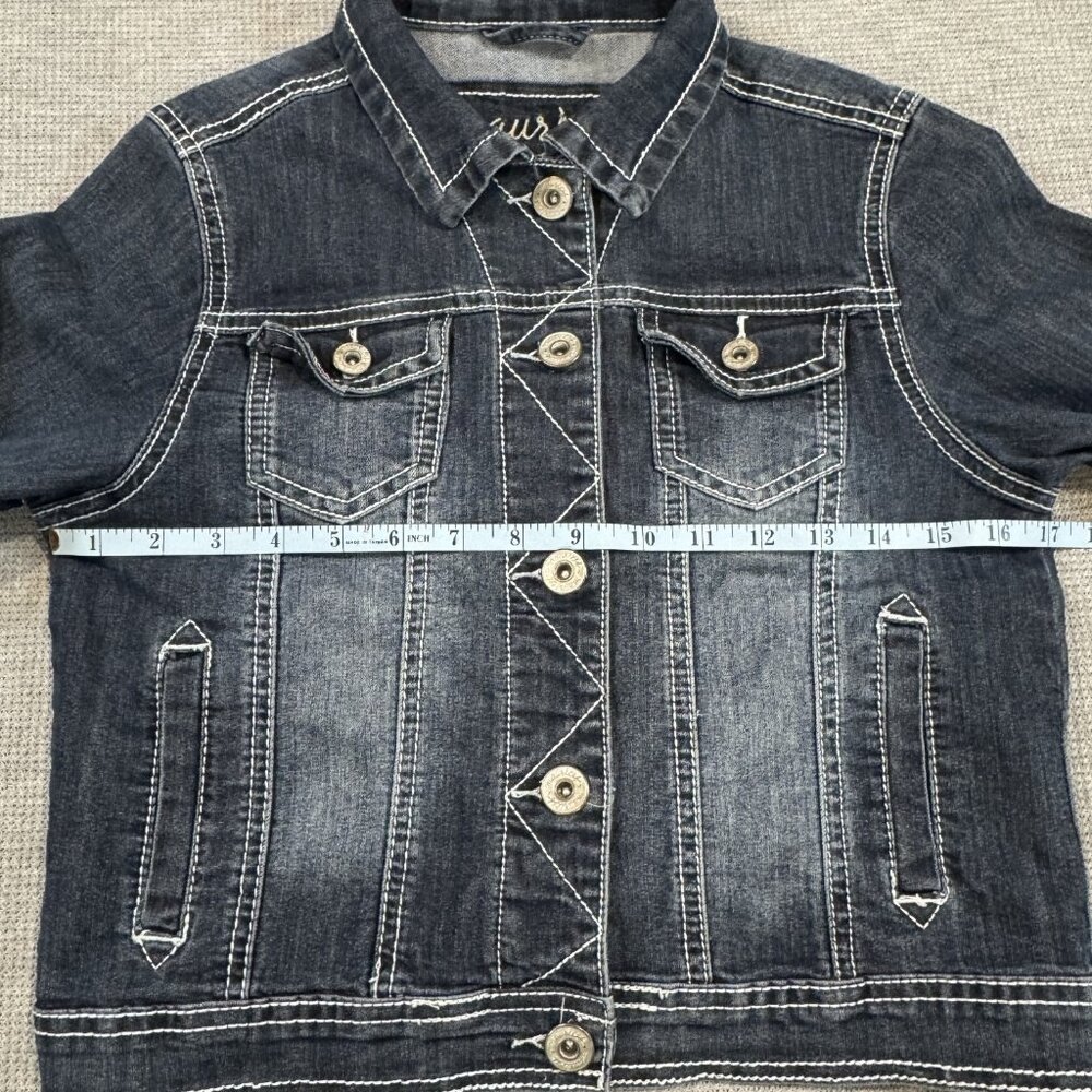 Maurices Womens Blue Denim Jean Jacket Size S Button Front Pockets Long Sleeve - Picture 10 of 14
